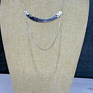 Silpada Avant Garde Hammered Bar Chain Dangle Necklace Sterling Silver N3336